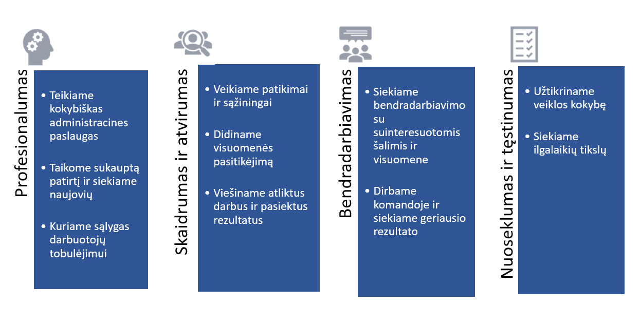 Misijos, vizijos ir vertybių schema
